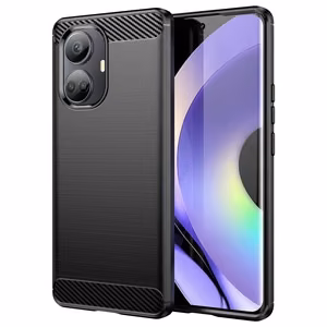 Carbon Case suojakuori Realme 10 Pro:lle joustava silikoninen hiilikuitukuori musta