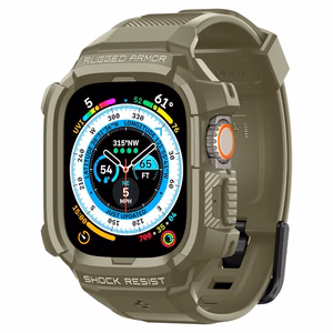 Spigen Rugged Armor Pro - Ranneke ja suojakuori Apple Watch Ultralle 49 mm (Vintage Khaki)