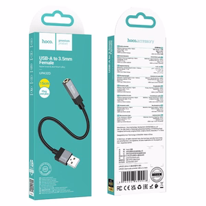 Adapter AUX USB A (male) to Jack 3,5 mm (female) Hoco UPA32D black