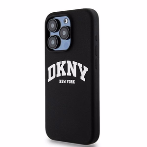 DKNY Liquid Silikoninen White Printed Logo MagSafe Suojakuori iPhone 13 Pro / 13:lle - musta
