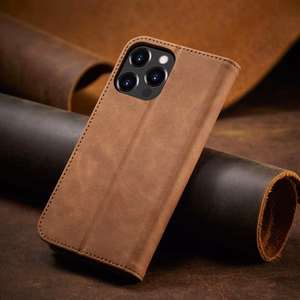 Magneetti Fancy Case Kotelo iPhone 13 Pro Max pussi kortti lompakko kortin haltija Brown