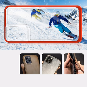 Clear 3in1 suojakuori Samsung Galaxy S23+:lle silikoninen kuori kehyksellä punainen