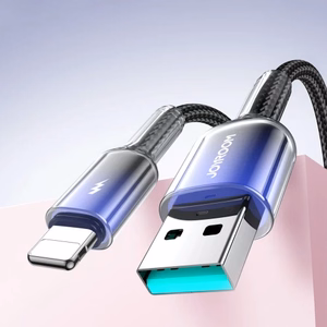 Joyroom S-A42 Crystal-Clear Series 3A USB-A - Lightning -kaapeli 1,2 m - musta