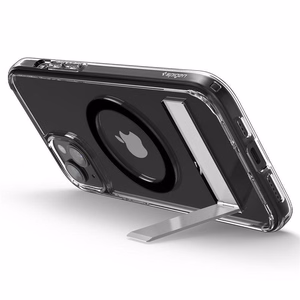 Spigen Ultra Hybrid S MagSafe Suojakuori jalustalla iPhone 15:lle - Musta