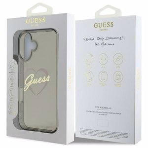 Guess IML Heart Suojakuori iPhone 16 Plus:lle - musta