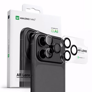 AmazingThing Linssilasi iPhone 17 Pro / Pro Max:lle harmaalla alumiinikehyksellä