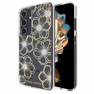 Case-Mate Floral Gems suojakuori Samsung Galaxy S24 -laitteelle, kullanvärinen