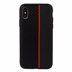 Moto Carbon Suojakuori Samsung Galaxy A6 Plus 2018:lle - musta punaisella raidalla