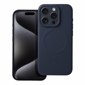Silikoninen Mag Cover iPhone 15 PRO:lle yhteensopiva MagSafen kanssa titaanisininen