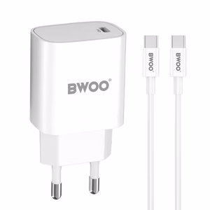 BWOO CDA159 PD seinälaturi 20W 1x USB-C portti + USB-C valkoinen