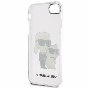 Karl Lagerfeld KLHCI8HNKCTGT läpinäkyvä kova suojakuori iPhone 7/8/ SE 2020 / SE 2022 Glitter Karl&Choupette