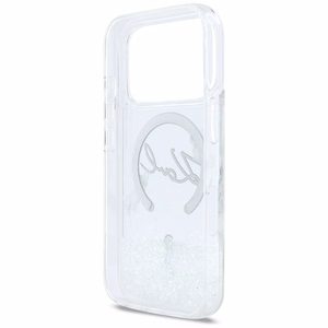 Karl Lagerfeld Liquid Glitter Karl Script Logo MagSafe Suojakuori iPhone 17 Pro:lle - Kirkas