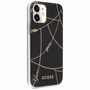 Guess GUHCP12SPCUCHBK iPhone 12 mini 5.4" musta/musta kovakotelo Kultaketju-mallisto