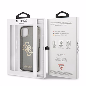Guess GUHCP13SPCUGL4GBK iPhone 13 mini 5.4" musta/musta kova kotelo Glitter 4G iso logo
