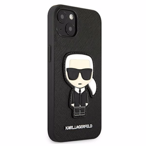 Karl Lagerfeld Saffiano Ikonik Karl's Patch Kotelo iPhone 13 mini - Musta