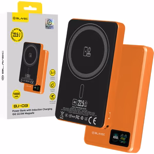 Blavec varavirtalähde 10000 mAh BJ-03 Slim 13,5 mm - Type C - 22,5 W magneettinen Magsafe 3-in-1 (PBBJ03-MC10O) oranssi alumiini