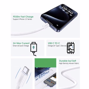 T-PHOX KAAPELI CC15-SARJA USB-C/USB-C 60W 3A 2M VALKOINEN