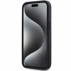 DKNY 3D Rubber Repeat Pattern Suojakuori iPhone 15 Plus:lle - Musta
