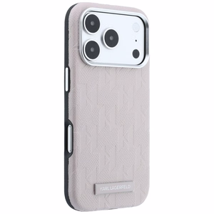 Karl Lagerfeld Grained Mono Resin Logo MagSafe suojakuori mallille iPhone 17 Pro Max / 18 Pro Max – väri: vaaleanpunainen