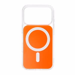 Case for iPhone 17 Pro Max / 18 Pro Max (low camera edge) Clear Fusion Mag Cover compatible with MagSafe hermes orange