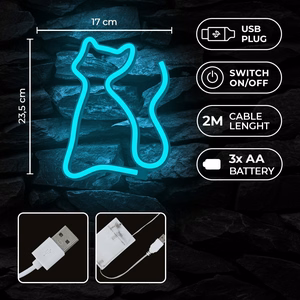 Neon LED Light CAT turquoise NNE24 Neolia