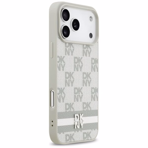 DKNY Checkered with Printed Stripes suojakuori iPhone 17 Pro Max:lle - beige