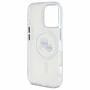 Karl Lagerfeld IML Metal Karl&Choupette Head MagSafe Case for iPhone 16 Pro - White