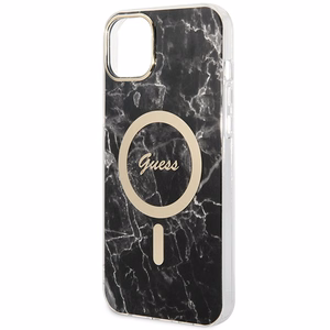 Set Guess GUBPP14SHMEACSK suojakuori + laturi iPhone 14 6.1 musta/musta kova suojakuori Marble MagSafe