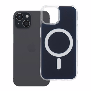 Clear Fusion Mag Cover-suojakuori mallille iPhone 15, MagSafe-yhteensopiva – tummansininen
