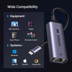 Harmaa Ugreen CM648 USB-C–RJ45-verkkosovitin (25052)