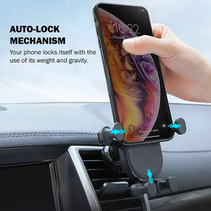 Crong Gravity Auto-Lock painovoimatoiminen autopuhelinpidike 4.7–6.5" puhelimille, musta