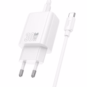 Charger Hoco N63 30W GaN USB-C/USB-A + USB-C to USB-C cable 1.0m white