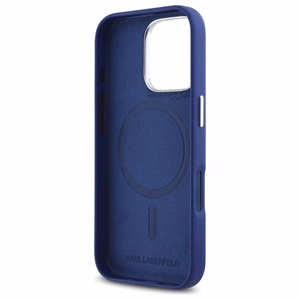 Karl Lagerfeld FW Metal Plate MagSafe Suojakuori iPhone 16 Pro:lle - sininen