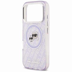 Karl Lagerfeld IML Glitter Karl & Choupette Heads Logo MagSafe -suojakuori iPhone 17 Pro - violetti