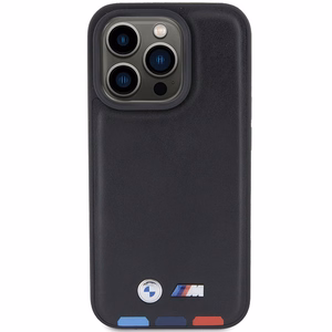 BMW BMHCP15L22PTDK iPhone 15 Pro 6.1" musta/musta Leather Stamp Tricolor