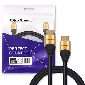 Qoltec 50356 HDMI v2.1 kaapeli ultranopea 8K, 60 Hz, 28AWG, kullattu, 3 m