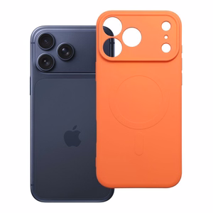 Silikoninen Mag Cover-suojakuori mallille iPhone 17 Pro Max / 18 Pro Max, MagSafe-yhteensopiva kameransuojauksella – oranssi