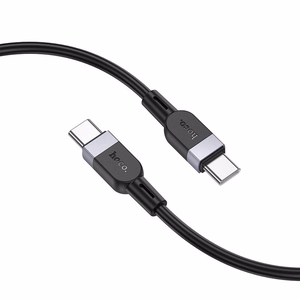 Silikonikaapeli USB-C – USB-C Hoco 3A 60W 3 m X109, musta