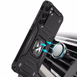 Wozinsky Ring Armor suojakuori Samsung Galaxy S23:lle panssaroitu kuori magneettinen pidike rengas musta