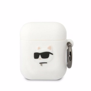 Karl Lagerfeld KLA2RUNCHH AirPods 1/2 Suojakuori valkoinen/valkoinen Silikoninen Choupette Head 3D