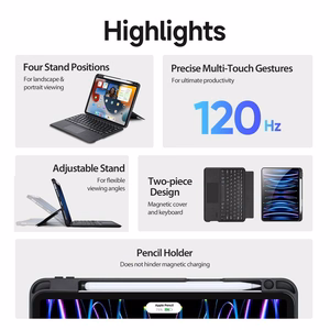 Dux Ducis DK -suojakuori langattomalla näppäimistöllä iPad 4/5/6 / iPad Pro 11 2018/2020/2021/2022 musta