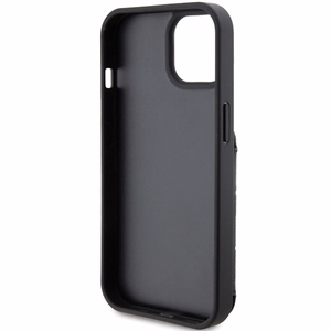 Karl Lagerfeld Saffiano Cardslots and Stand Monogram Ikonik Patch suojakuori iPhone 15:lle - musta
