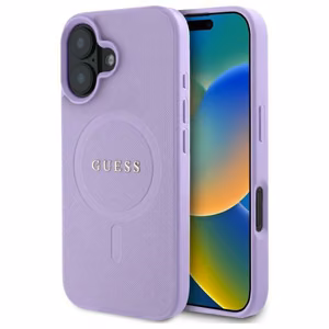 Guess Saffiano MagSafe Suojakuori iPhone 16:lle - Violetti