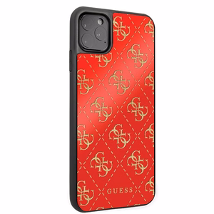 Guess GUHCN654GGPRE iPhone 11 Pro Max punainen/punainen kova kotelo 4G Double Layer Glitter