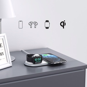 Choetech Qi 2in1 langaton laturi älypuhelimille / Apple Watch jalustan kanssa (MFI) USB Type C valkoinen (T317)