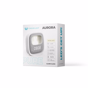 Herätyskello LED puputu yövalolla PURE FNL-06 AURORA valkoinen neliö Forever Light