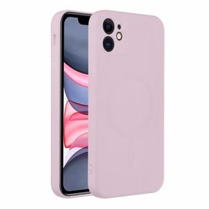 Silikoninen Suojakuori iPhone 11:lle Mag Cover MagSafe-yhteensopiva vaaleanpunainen