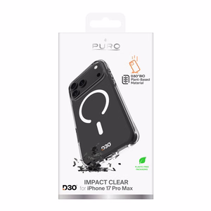 Puro Impact Clear D3O TPU+PC suojakuori MagSafe-yhteensopiva iPhone 17 Pro Max:lle - läpinäkyvä