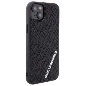 Karl Lagerfeld 3D Rubber Multi Logo Suojakuori iPhone 15 Plus:lle - musta