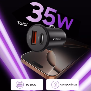 Tech-Protect CC02 35W Autolaturi 2-porttinen USB-C / USB-A - musta